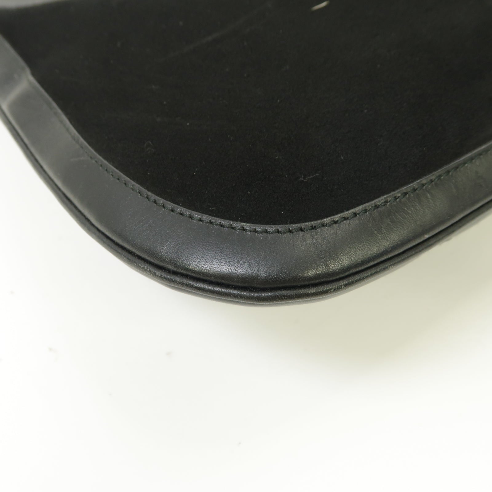 GUCCI 【激減優惠】麂皮皮革/皮革Shoulder Bag金扣肩背袋黑色