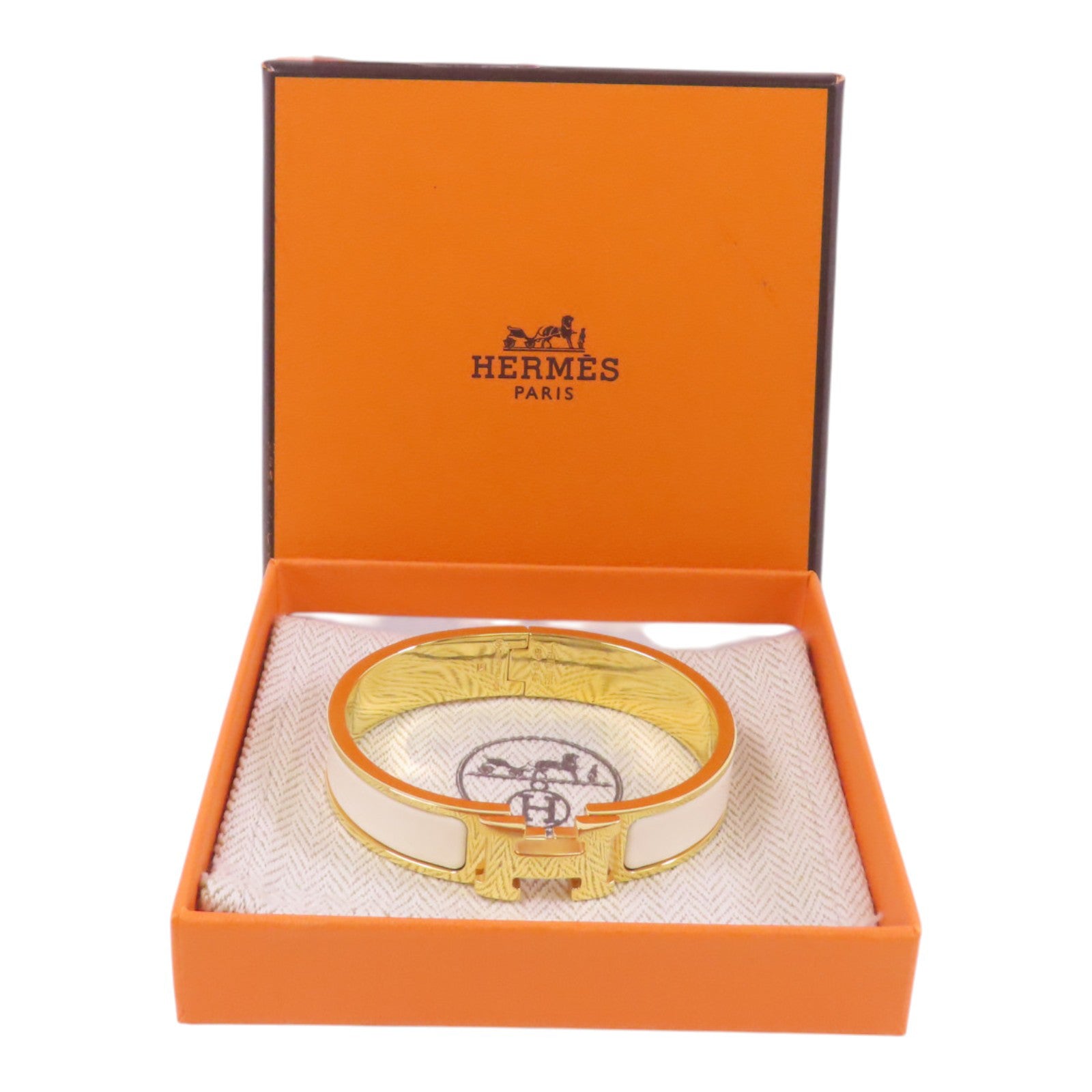 HERMES 金屬/琺瑯Clic H Bracelet金扣手鐲