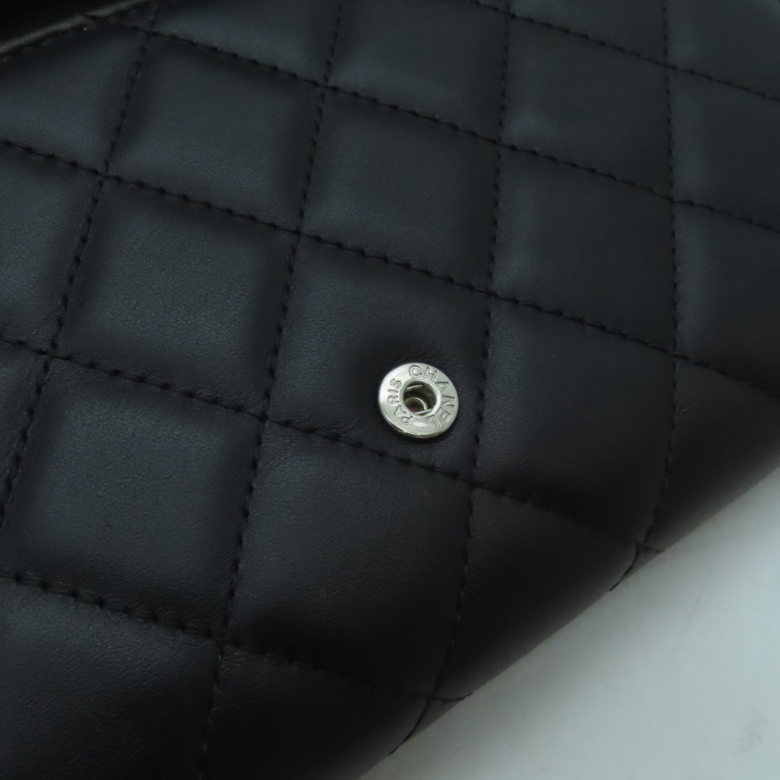 CHANEL 【激減優惠】菱格羊皮皮革Long Wallet銀扣長錢包黑色