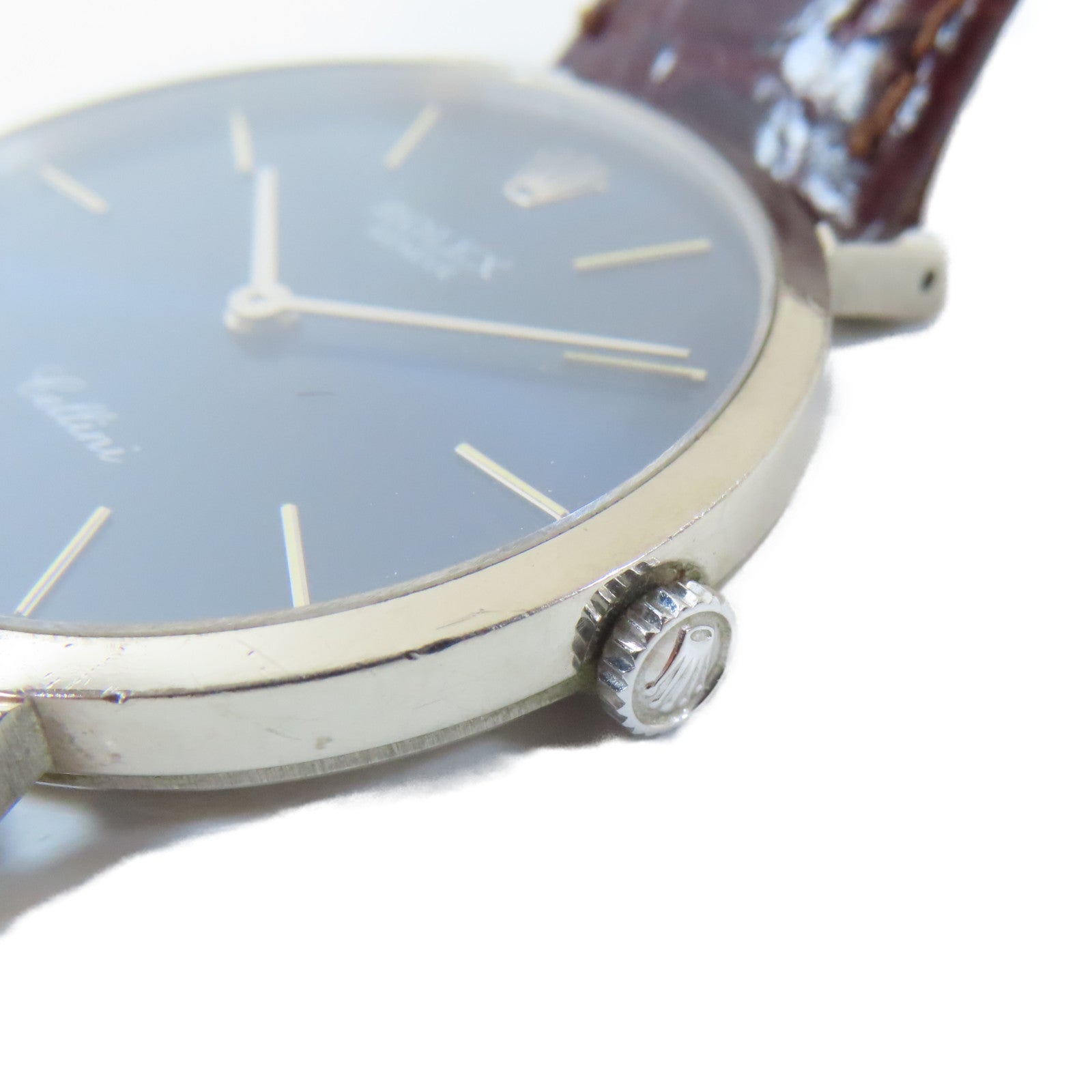 ROLEX Cellini18K白金/不鏽鋼/皮革手錶手動機芯藍色
