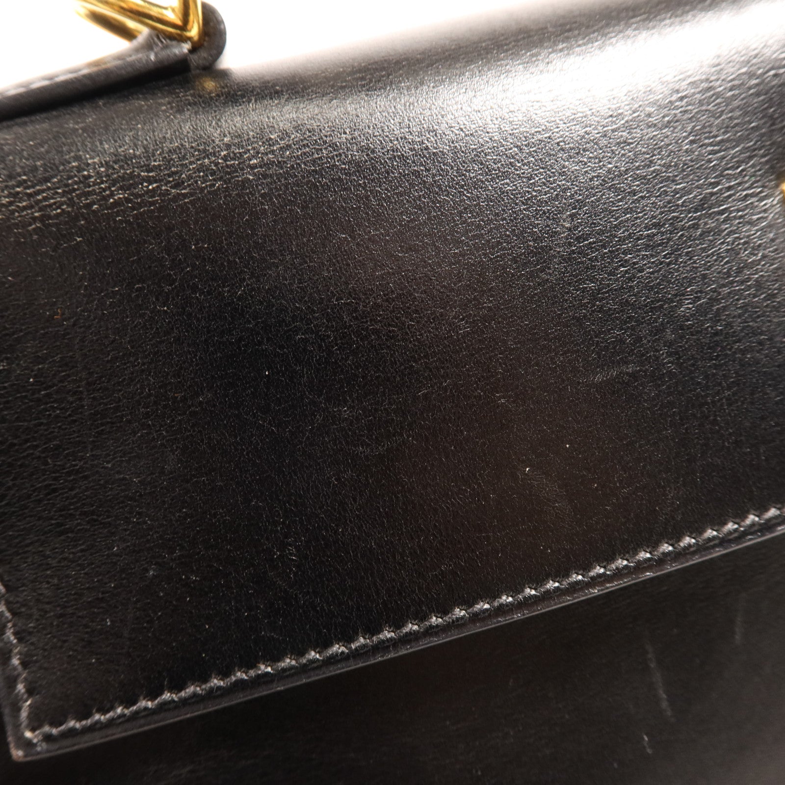 HERMES Box Calf皮革Kelly 32金扣手挽肩背兩用袋Noir