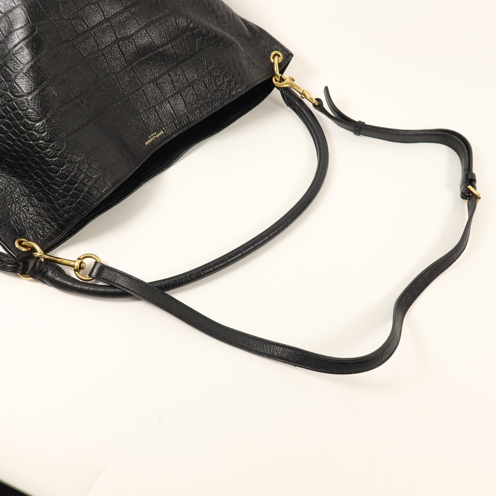 SAINT LAURENT 牛皮皮革Tag Hobo Bag金扣手挽肩背兩用袋