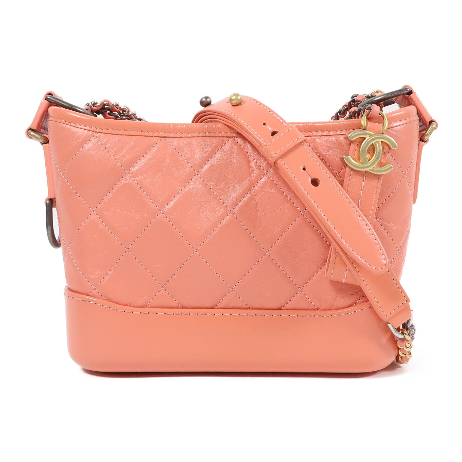 CHANEL 【激減優惠】羊皮皮革Gabrielle鏈帶肩背袋粉紅色