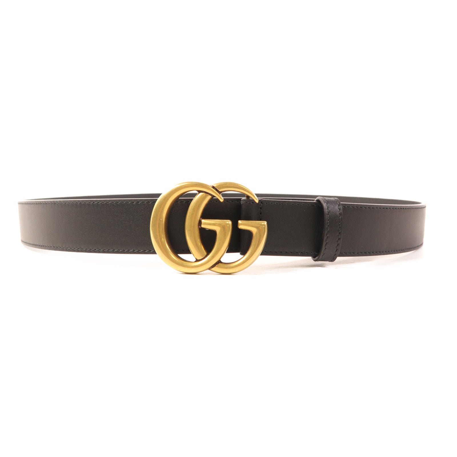 GUCCI GHW GG Belt 100 414516 Calfskin Leather Black