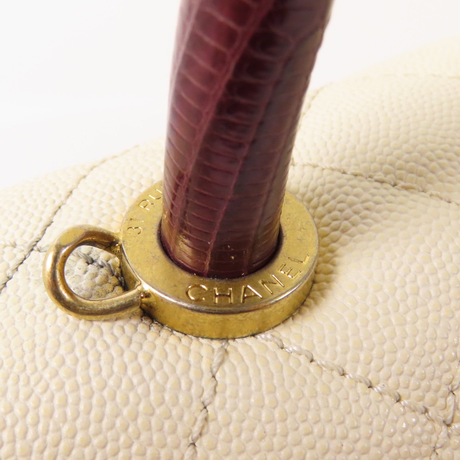 CHANEL 蜥蝪皮革Coco Handle Medium金扣手挽肩背兩用袋