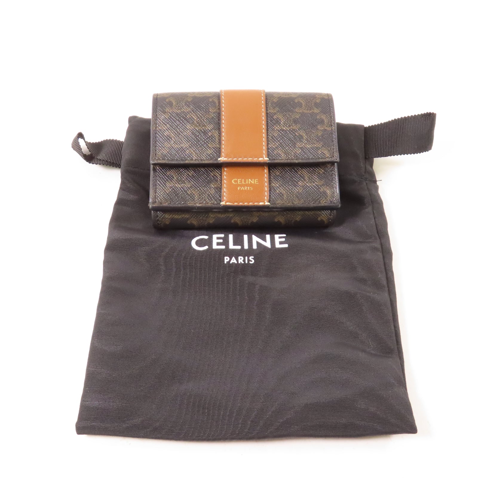 CELINE 塗層帆布Wallet金扣錢包啡色