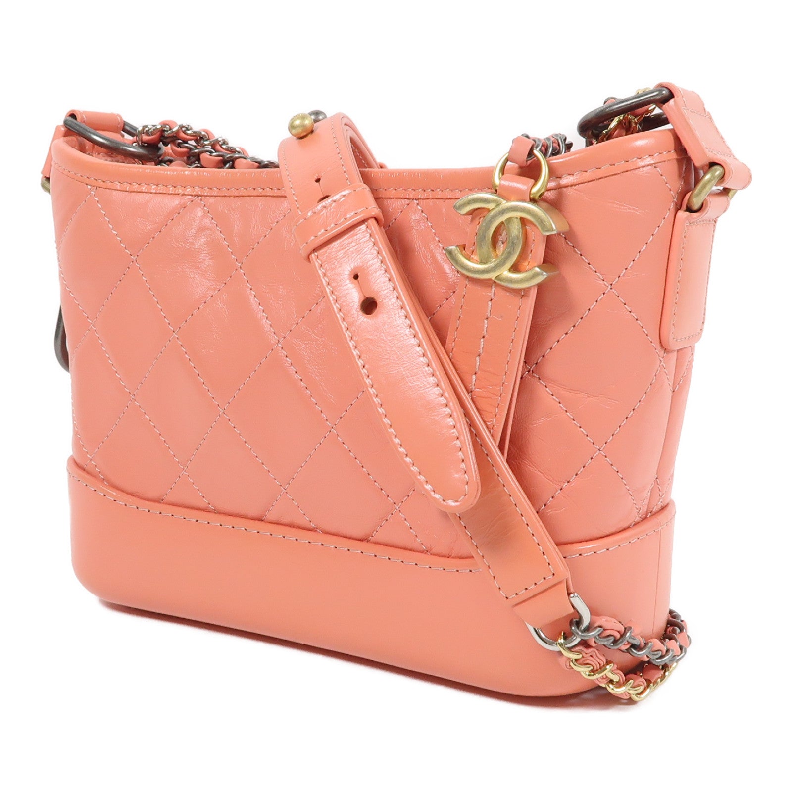 CHANEL 羊皮皮革Gabrielle鏈帶肩背袋粉紅色