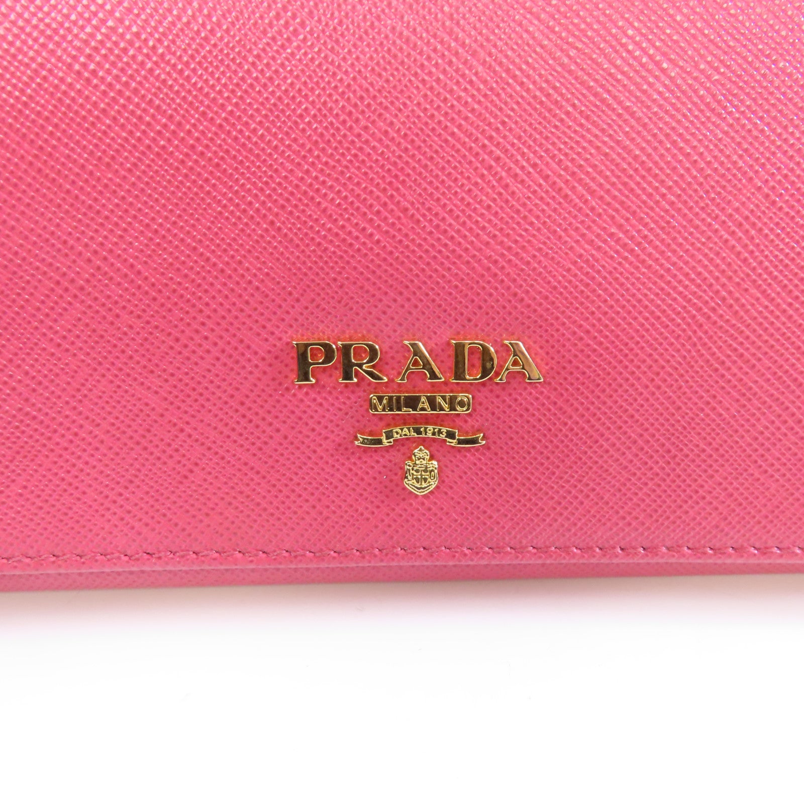 PRADA 【激減優惠】Saffiano皮革Long Wallet金扣長錢包粉紅色