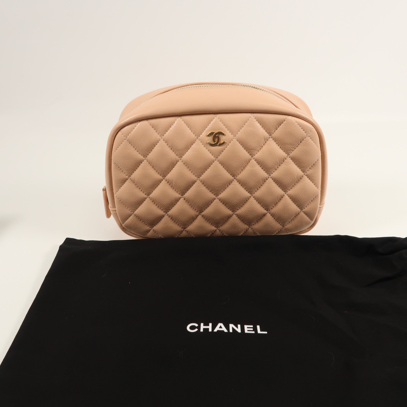 CHANEL 牛皮皮革Cosmetic Pouch金扣化妝袋