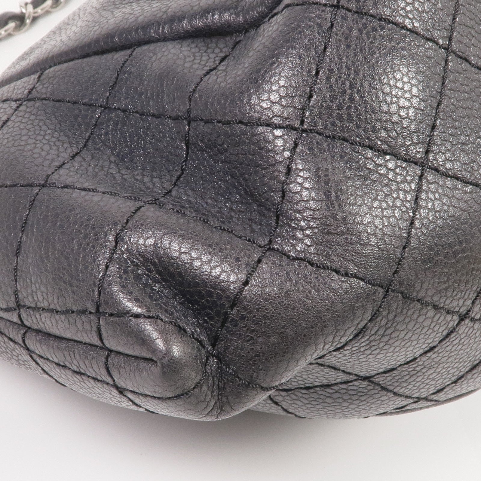 CHANEL 牛皮皮革Chain Shoulder Bag銀扣鏈帶肩背袋