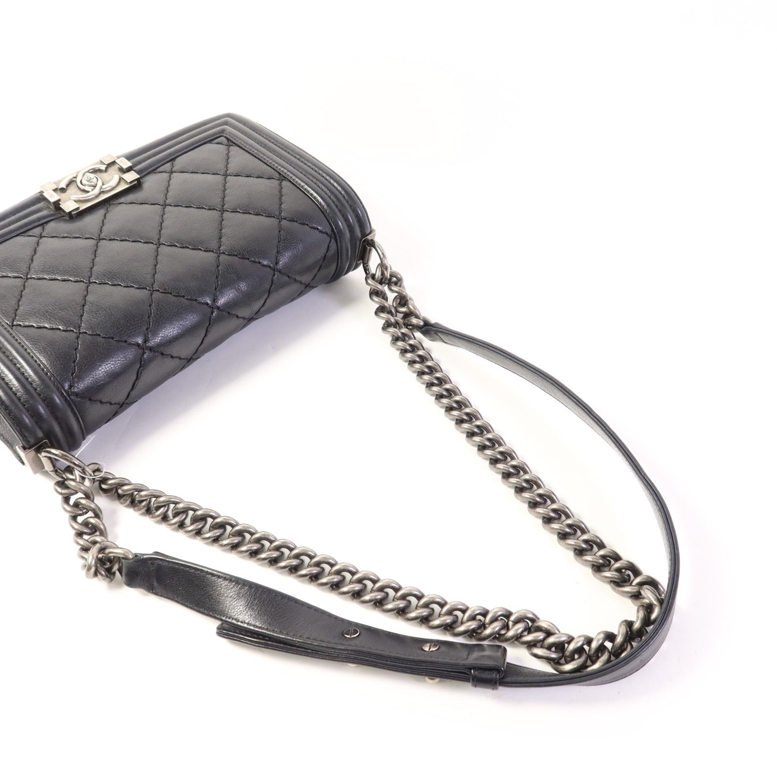 CHANEL 牛皮皮革Boy 25鏈帶肩背袋