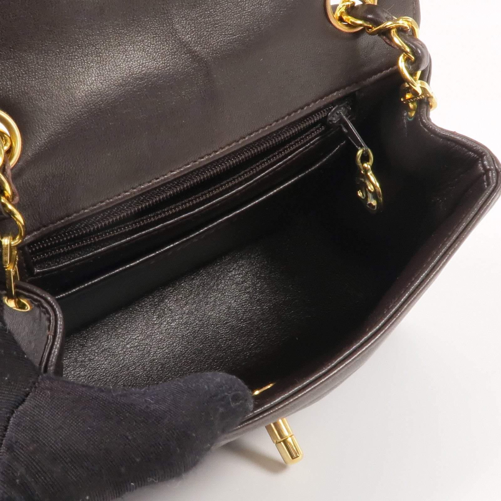 CHANEL 羊皮皮革Vintage Mini Flap Bag金扣鏈帶肩背袋