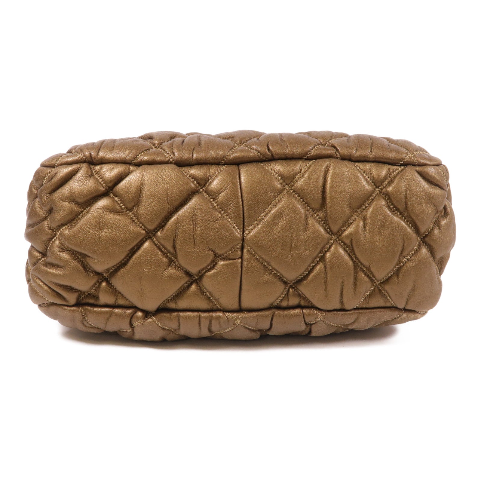 CHANEL CC GHW Bubble Chain Shoulder Bag Calfskin Leather Gold