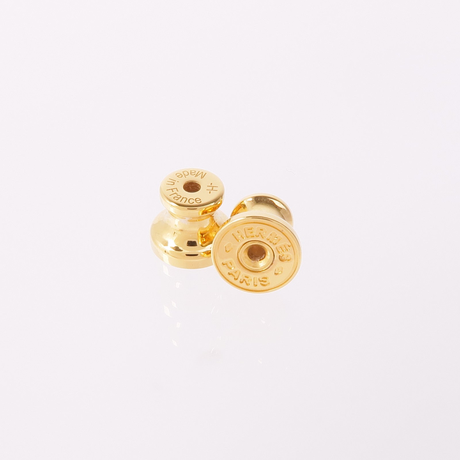 HERMES 皮革/金屬O'Kelly Earrings耳環18 Etoupe