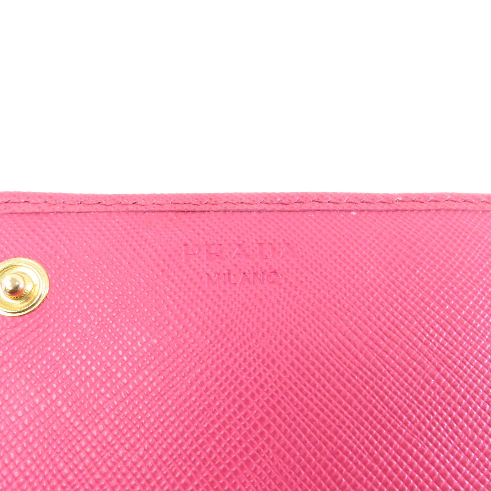 PRADA 【激減優惠】Saffiano皮革Long Wallet金扣長錢包粉紅色