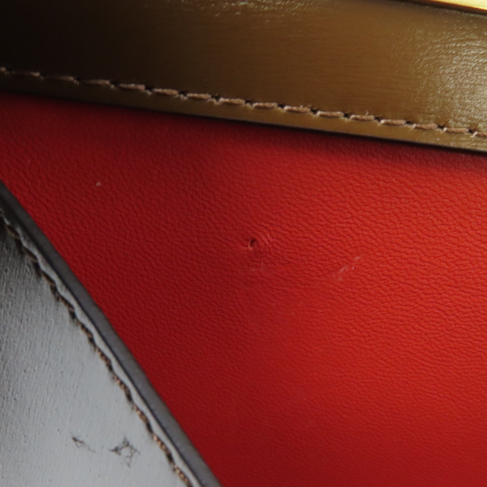 CELINE 牛皮皮革Handbag金扣手挽袋棕色