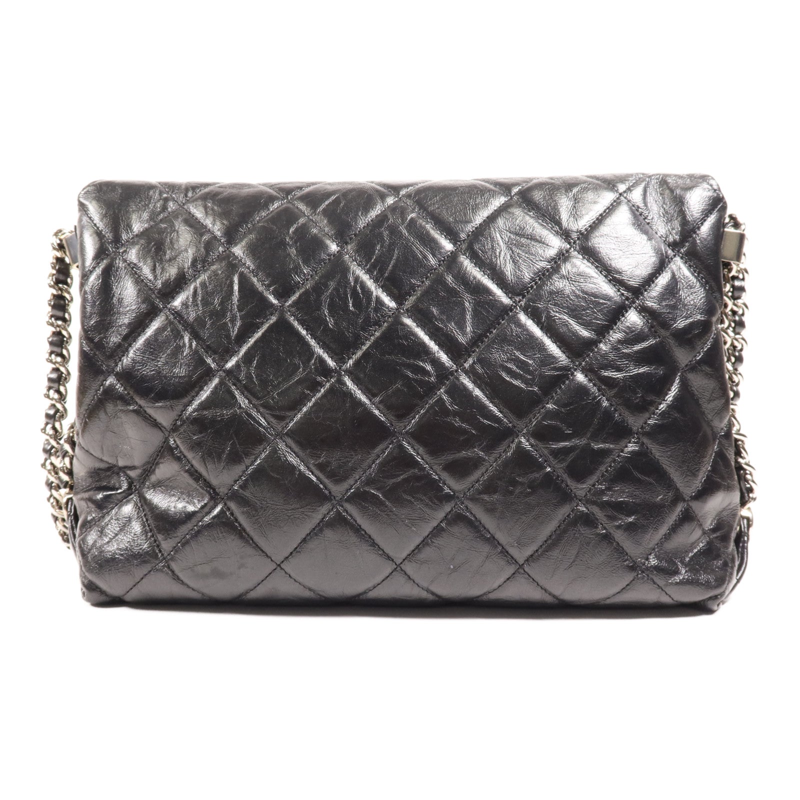 CHANEL 牛皮皮革Chain Shoulder Bag銀扣鏈帶肩背袋