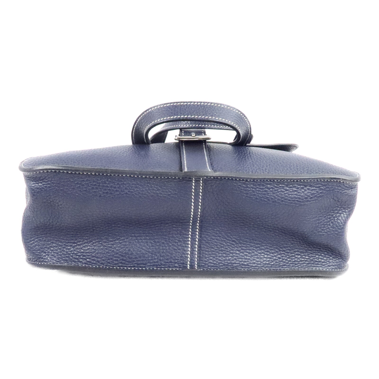 HERMES Clemence/Swift皮革Halzan 31手挽肩背兩用袋Bleu Nuit/Noir