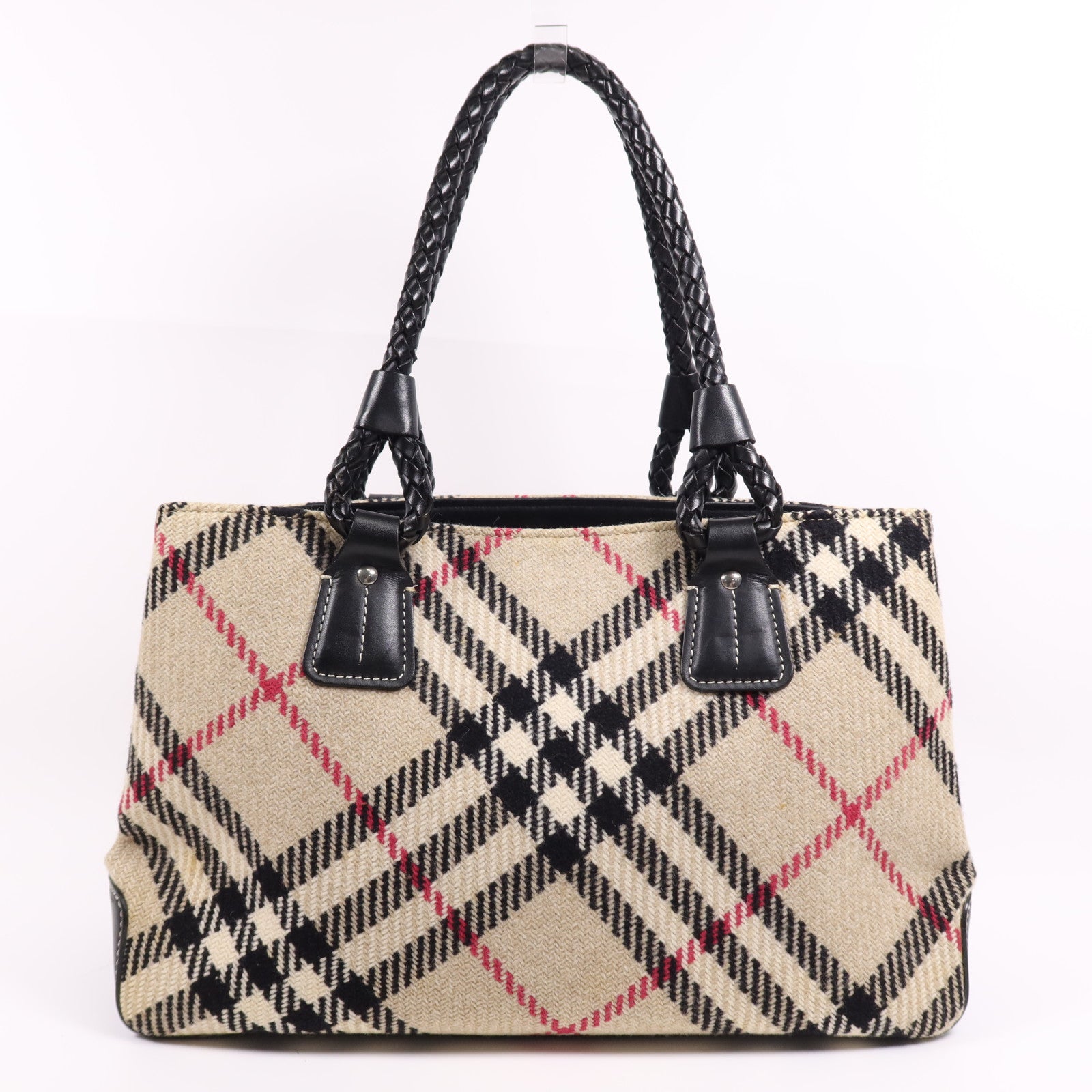 BURBERRY 帆布Tote Bag銀扣肩背袋