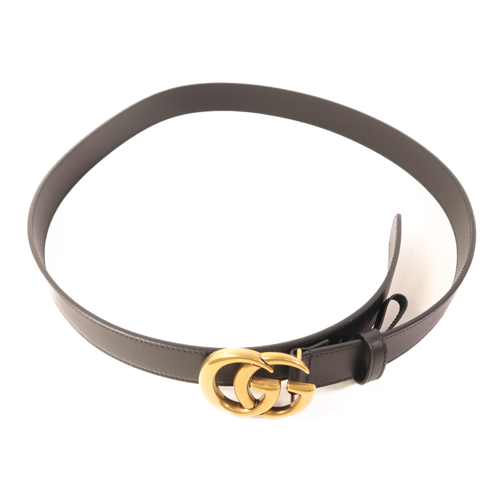 GUCCI GHW GG Belt 100 414516 Calfskin Leather Black