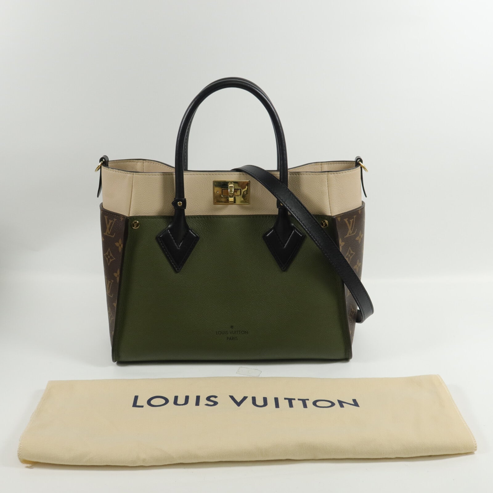 LOUIS VUITTON Monogram/牛皮皮革On My Side MM手挽肩背兩用袋