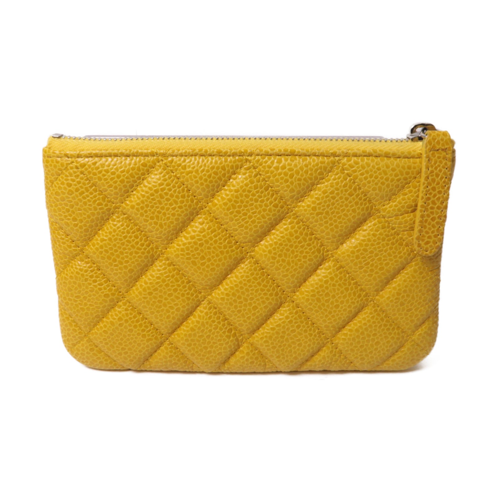 CHANEL 【激減優惠】菱格Caviar皮革Clutch Bag金扣手拿包黃色