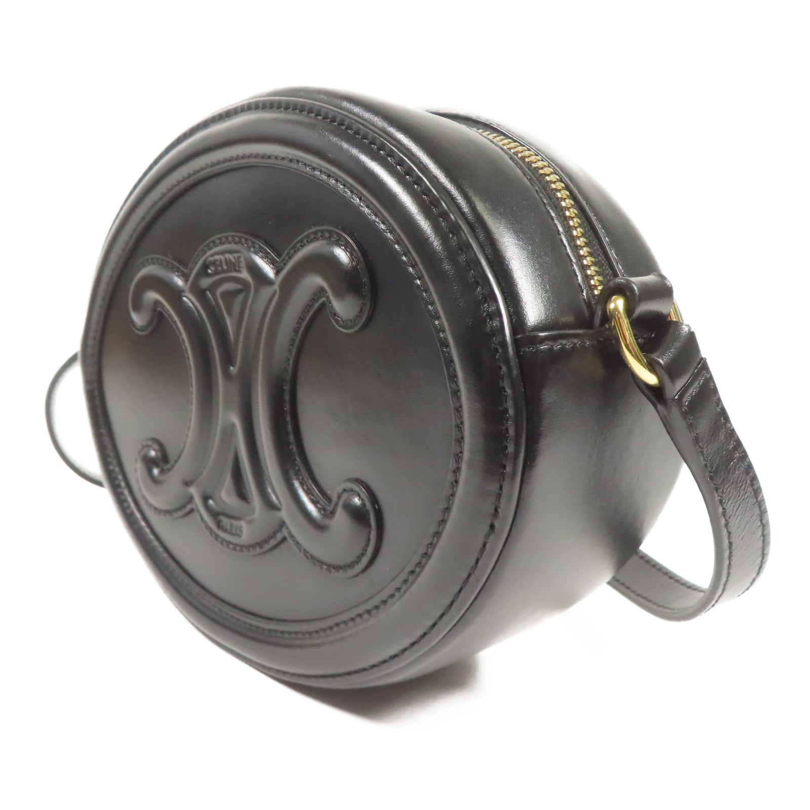 CELINE GHW Oval Bag Shoulder Bag Calfskin Leather Black
