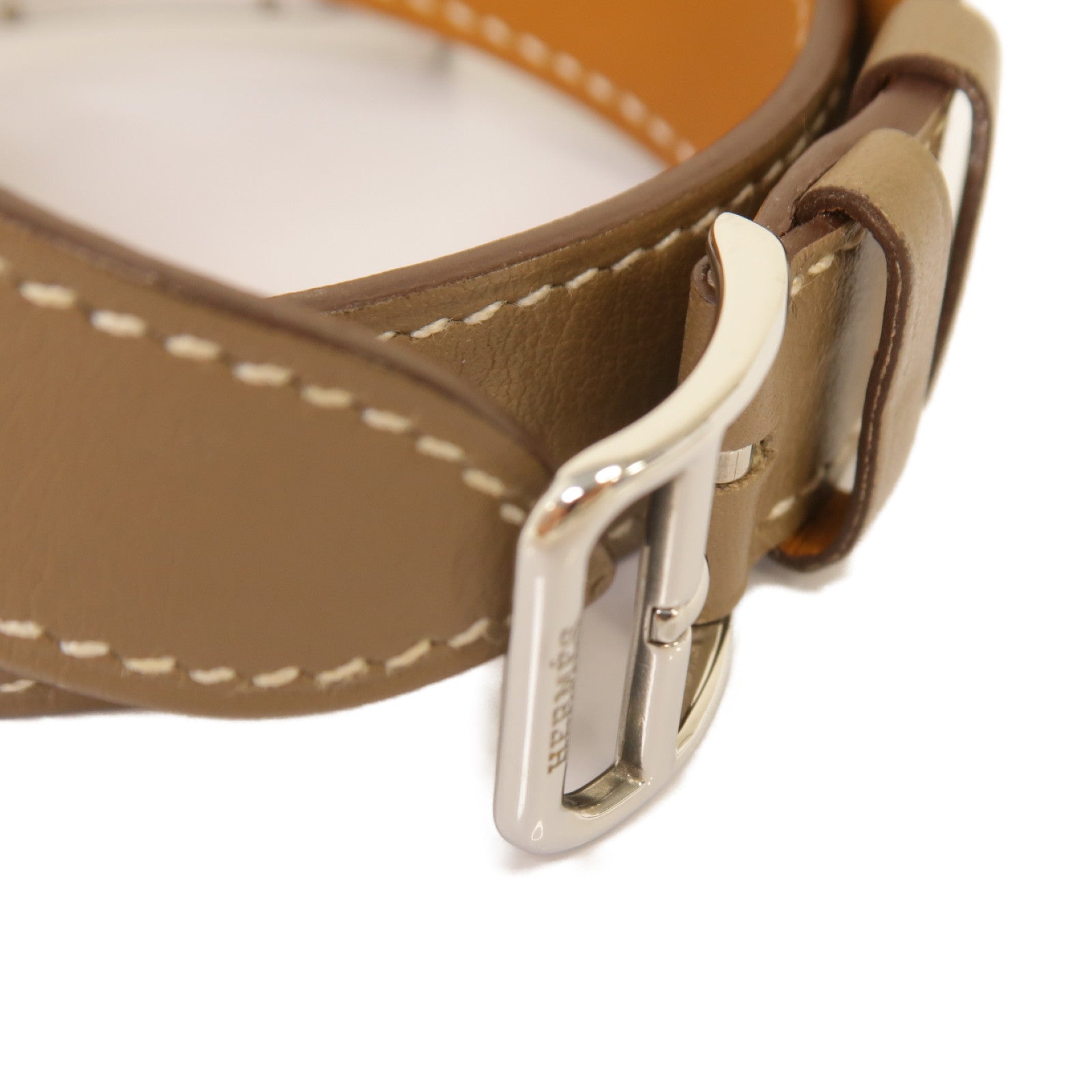 HERMES Heure H watch Double Tour 25mm Swift皮革/不鏽鋼手錶石英機芯白色