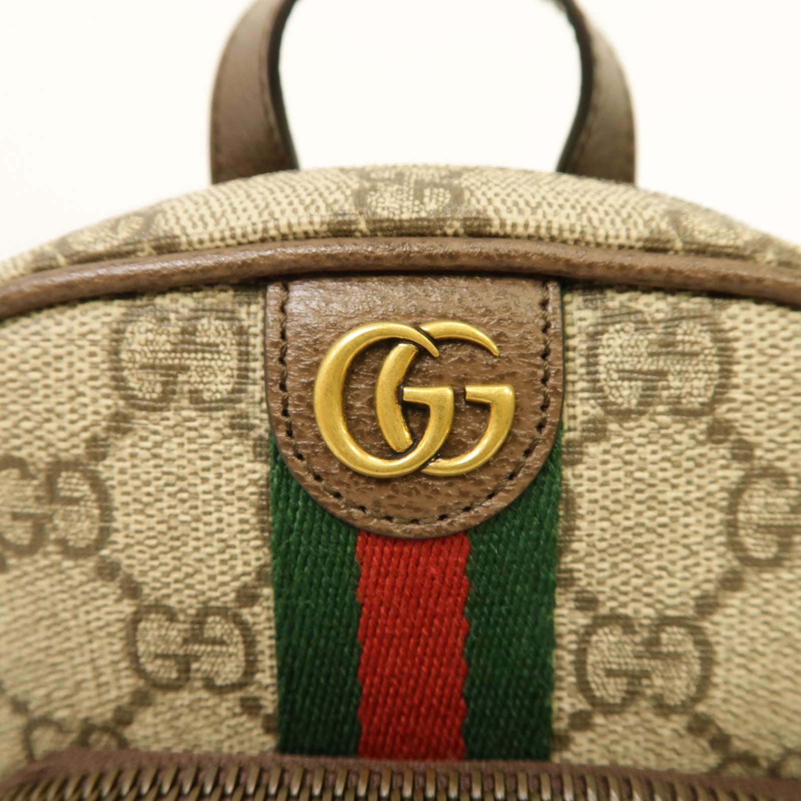 GUCCI 塗層帆布Ophidia Mini Bag金扣肩背袋棕色