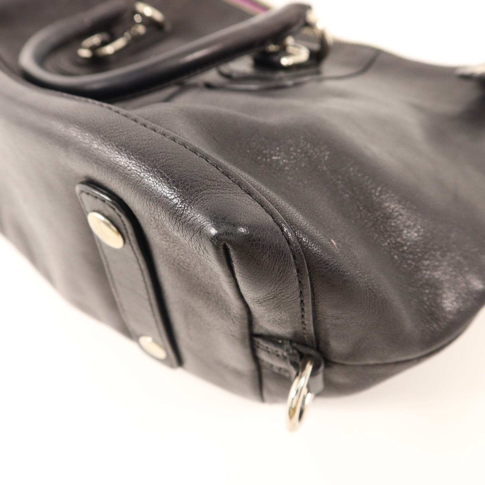 COACH 牛皮皮革2 Way Shoulder Bag銀扣手挽肩背兩用袋