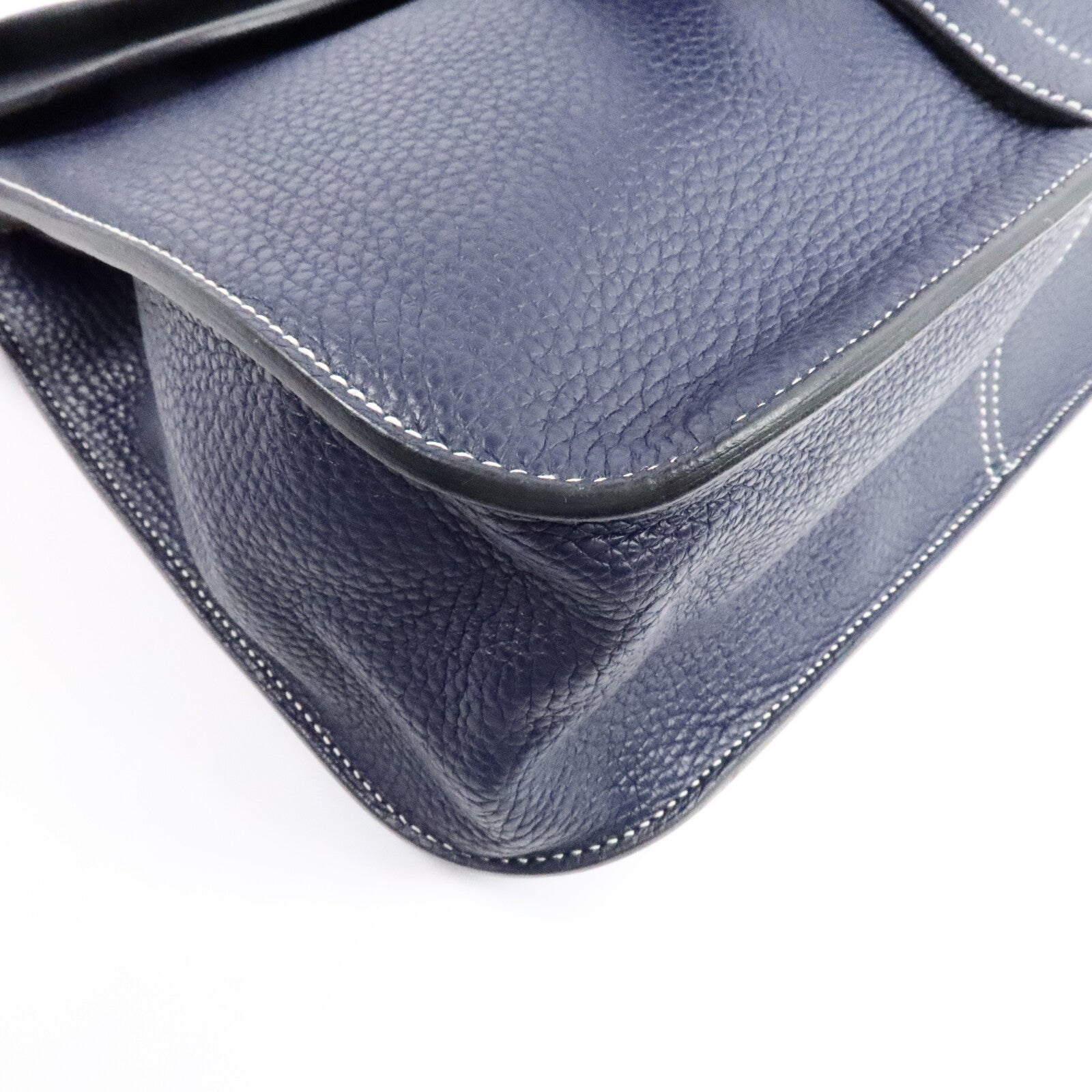 HERMES Clemence/Swift皮革Halzan 31手挽肩背兩用袋Bleu Nuit/Noir