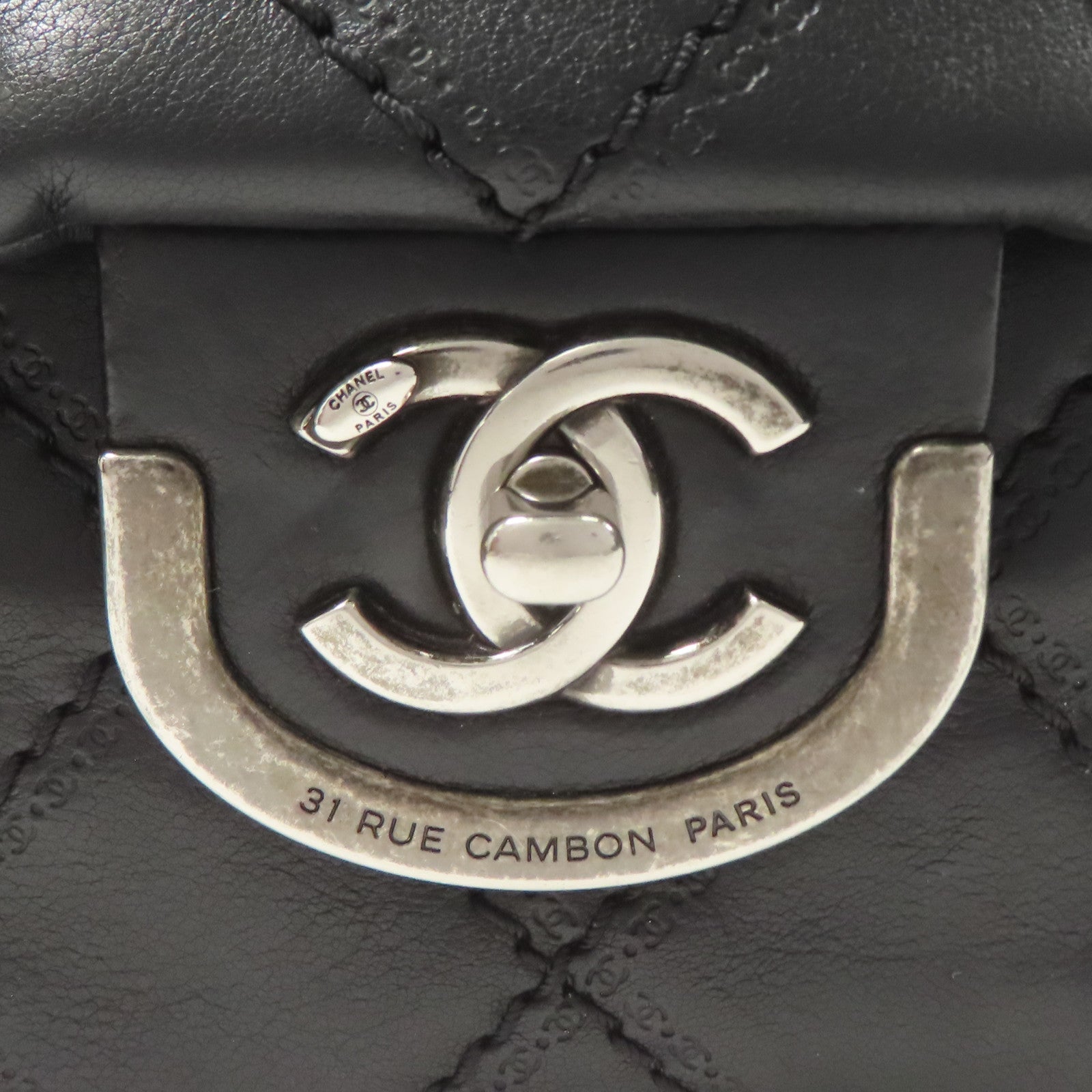 CHANEL 羊皮皮革Shoulder Bag銀扣鏈帶肩背袋