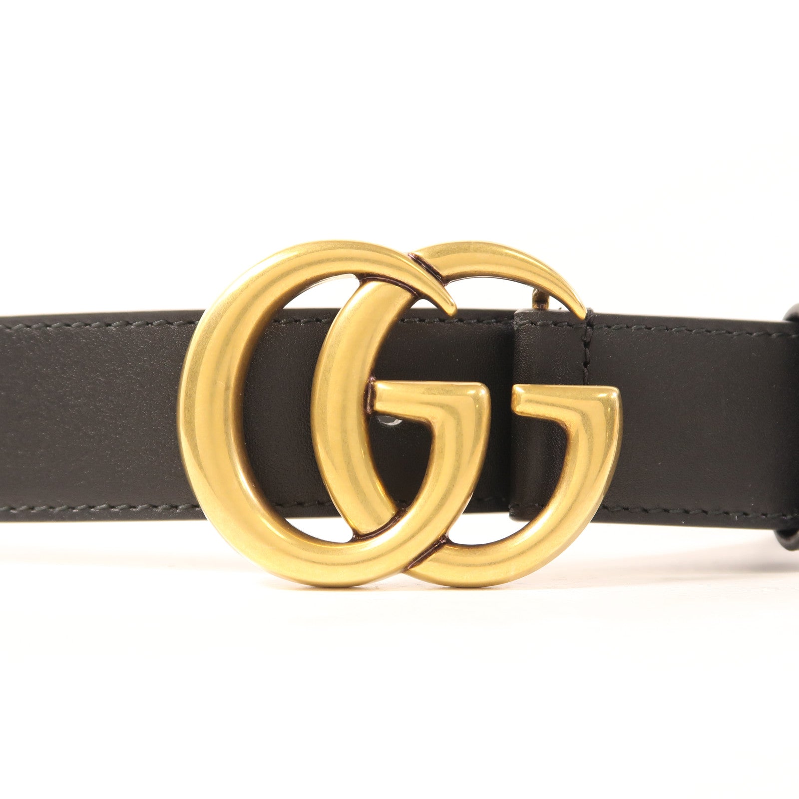 GUCCI GHW GG Belt 100 414516 Calfskin Leather Black