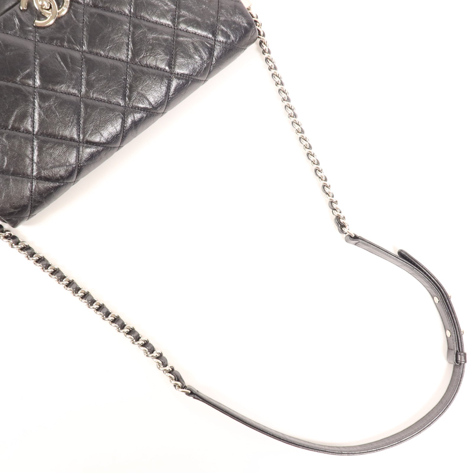 CHANEL 牛皮皮革Chain Shoulder Bag銀扣鏈帶肩背袋