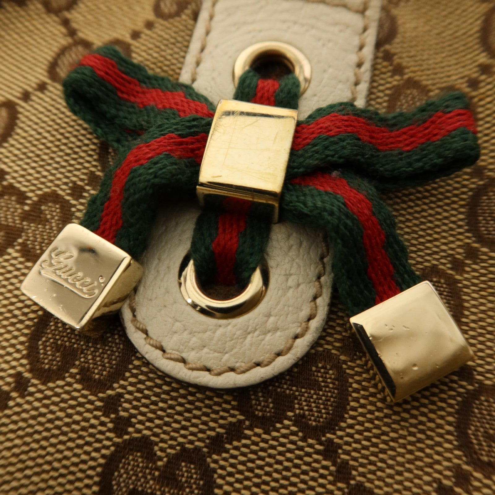 GUCCI 帆布Shoulder Tote金扣肩背袋/手挽袋