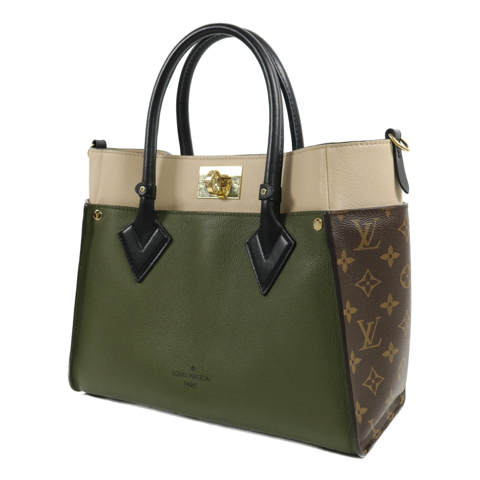 LOUIS VUITTON Monogram/牛皮皮革On My Side MM手挽肩背兩用袋