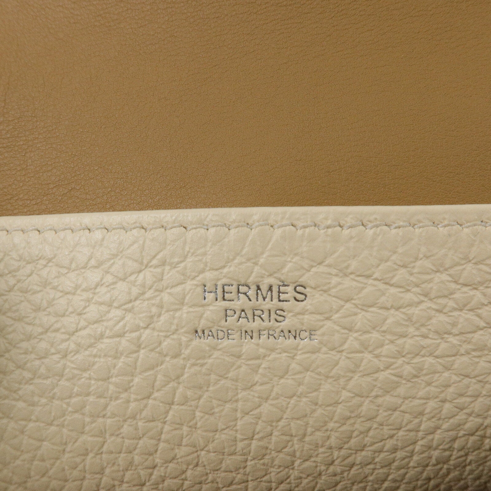 HERMES Clemence皮革Halzan 25手挽肩背兩用袋Biscuit/Nata