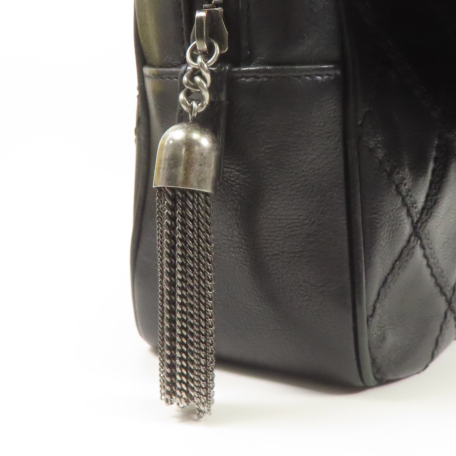 CHANEL 羊皮皮革Shoulder Bag銀扣鏈帶肩背袋