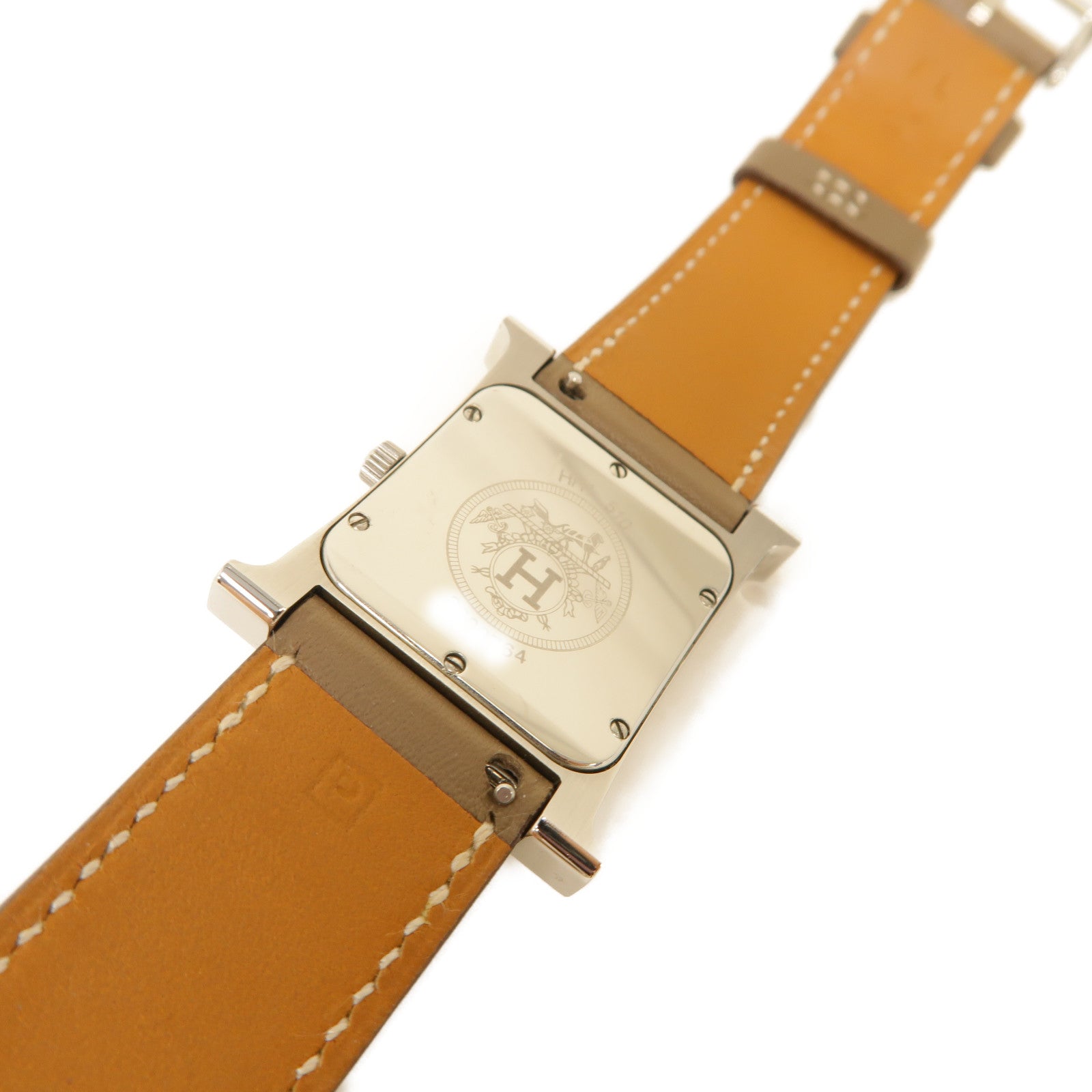 HERMES Heure H watch Double Tour 25mm Swift皮革/不鏽鋼手錶石英機芯白色