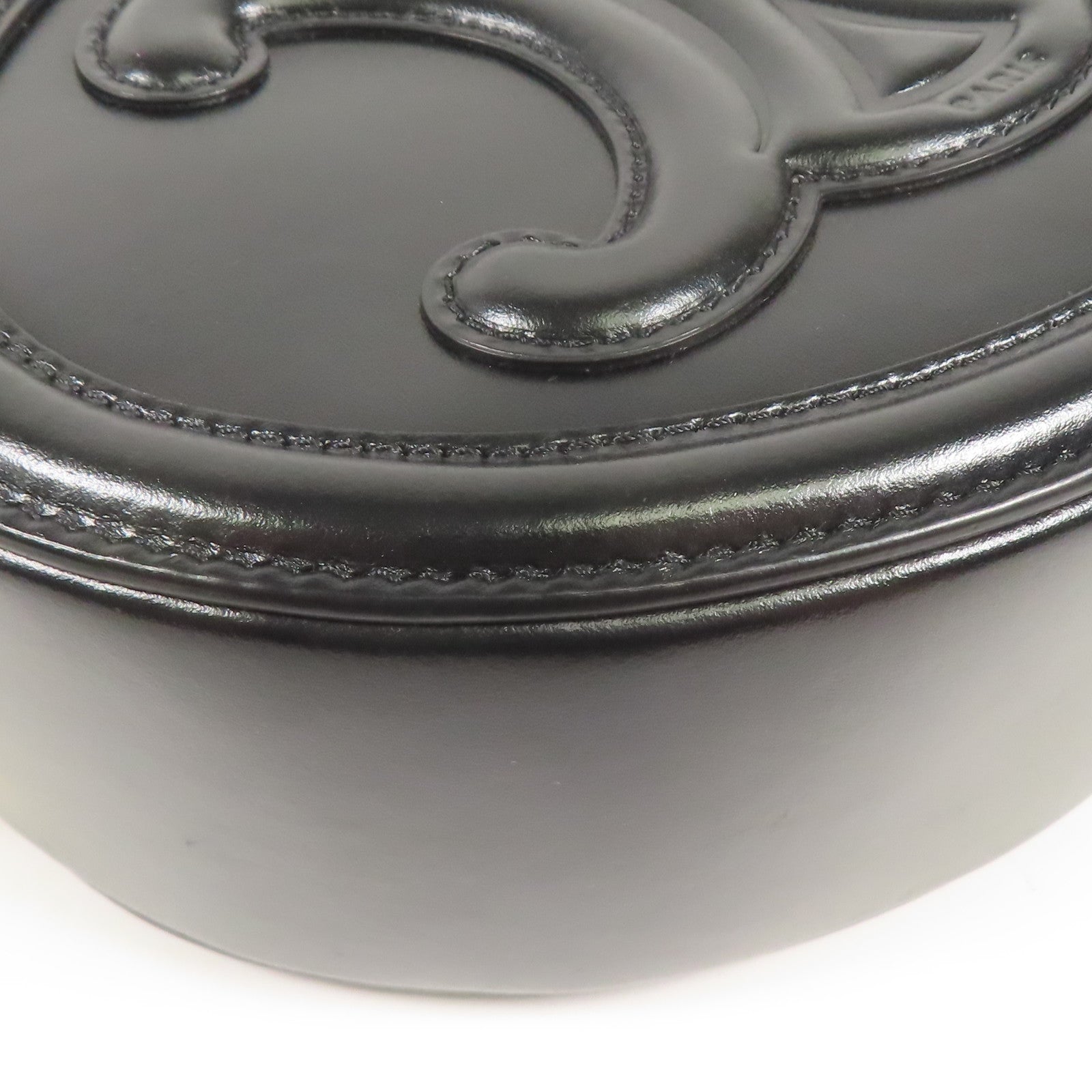 CELINE GHW Oval Bag Shoulder Bag Calfskin Leather Black