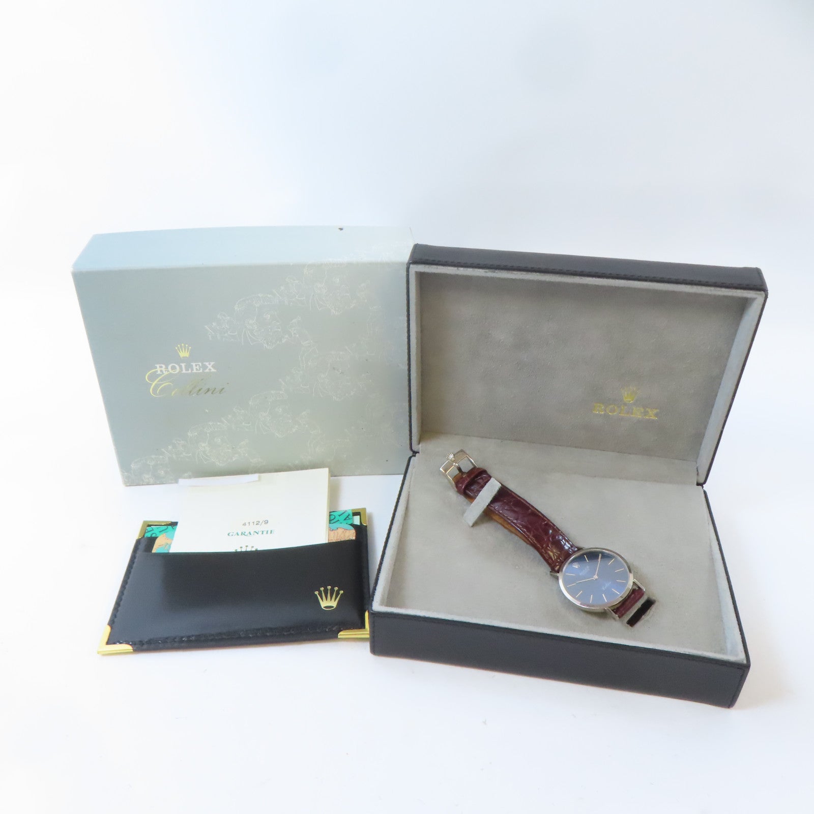 ROLEX Cellini18K白金/不鏽鋼/皮革手錶手動機芯藍色
