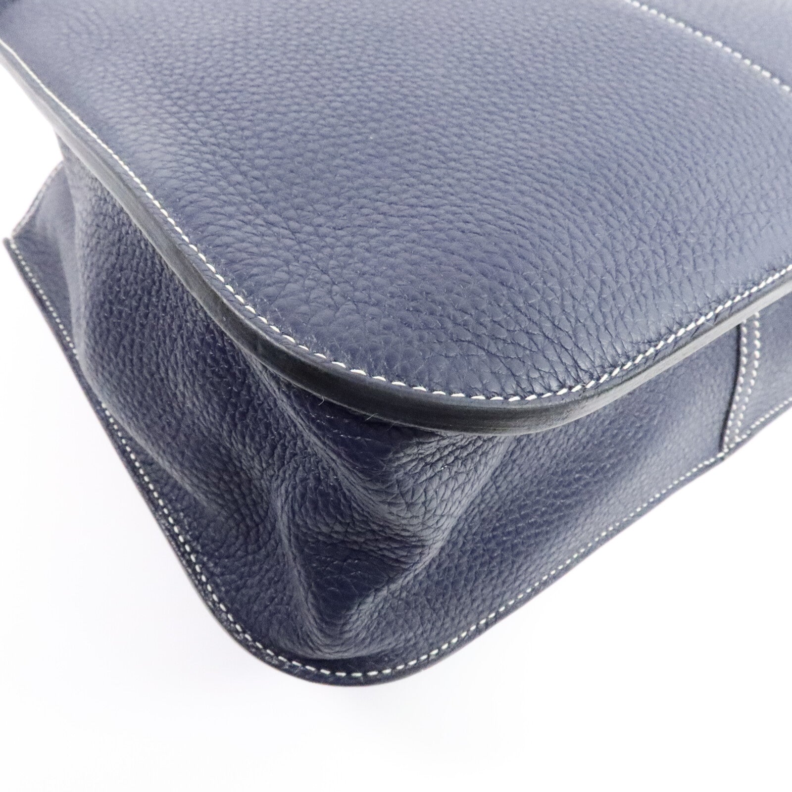 HERMES Clemence/Swift皮革Halzan 31手挽肩背兩用袋Bleu Nuit/Noir