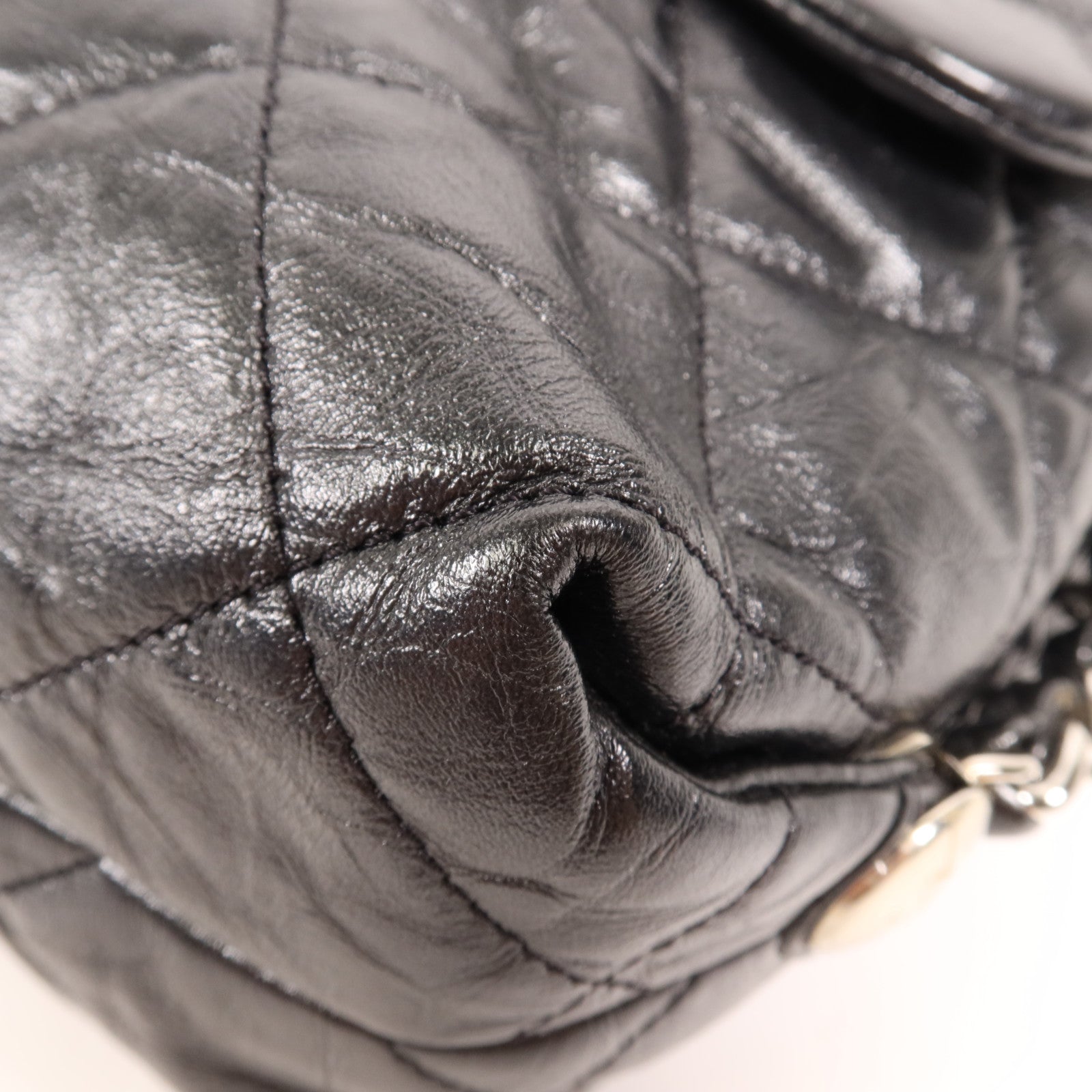 CHANEL 牛皮皮革Chain Shoulder Bag銀扣鏈帶肩背袋