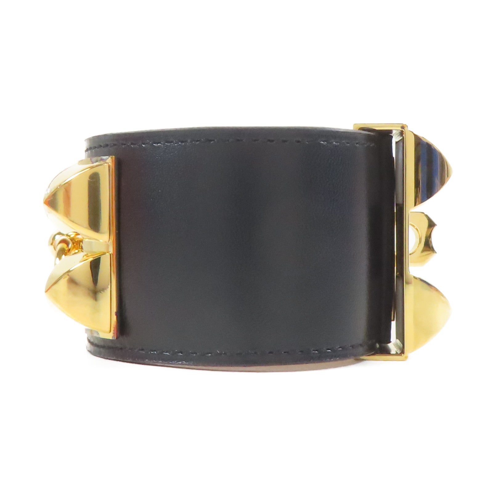 HERMES 牛皮皮革Collier De Chien CDC Bracelet手鐲黑色