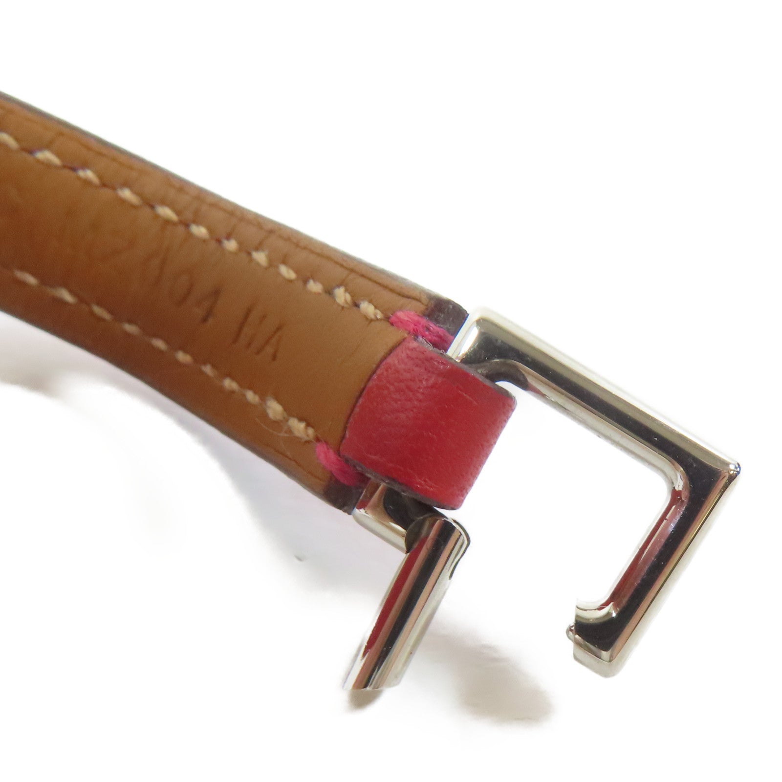 HERMES 【激減優惠】Swift皮革Rivale Double Tour Bracelet銀扣手鐲紅色/Rouge Tomate