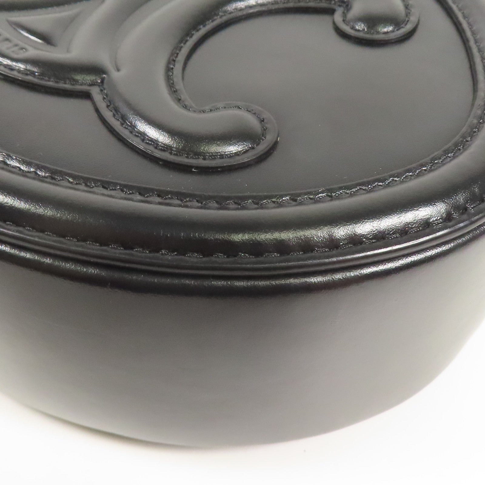 CELINE GHW Oval Bag Shoulder Bag Calfskin Leather Black