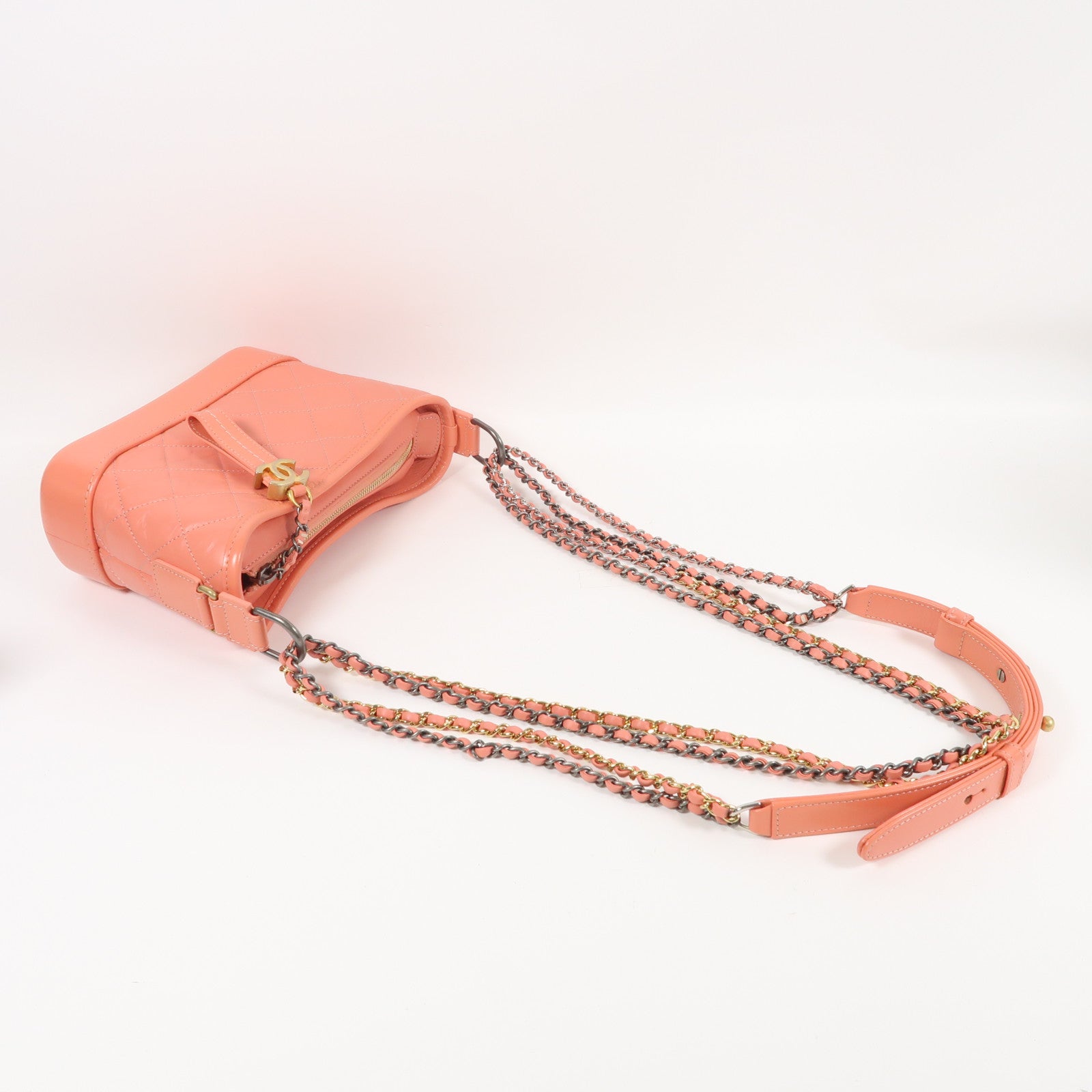 CHANEL 羊皮皮革Gabrielle鏈帶肩背袋粉紅色