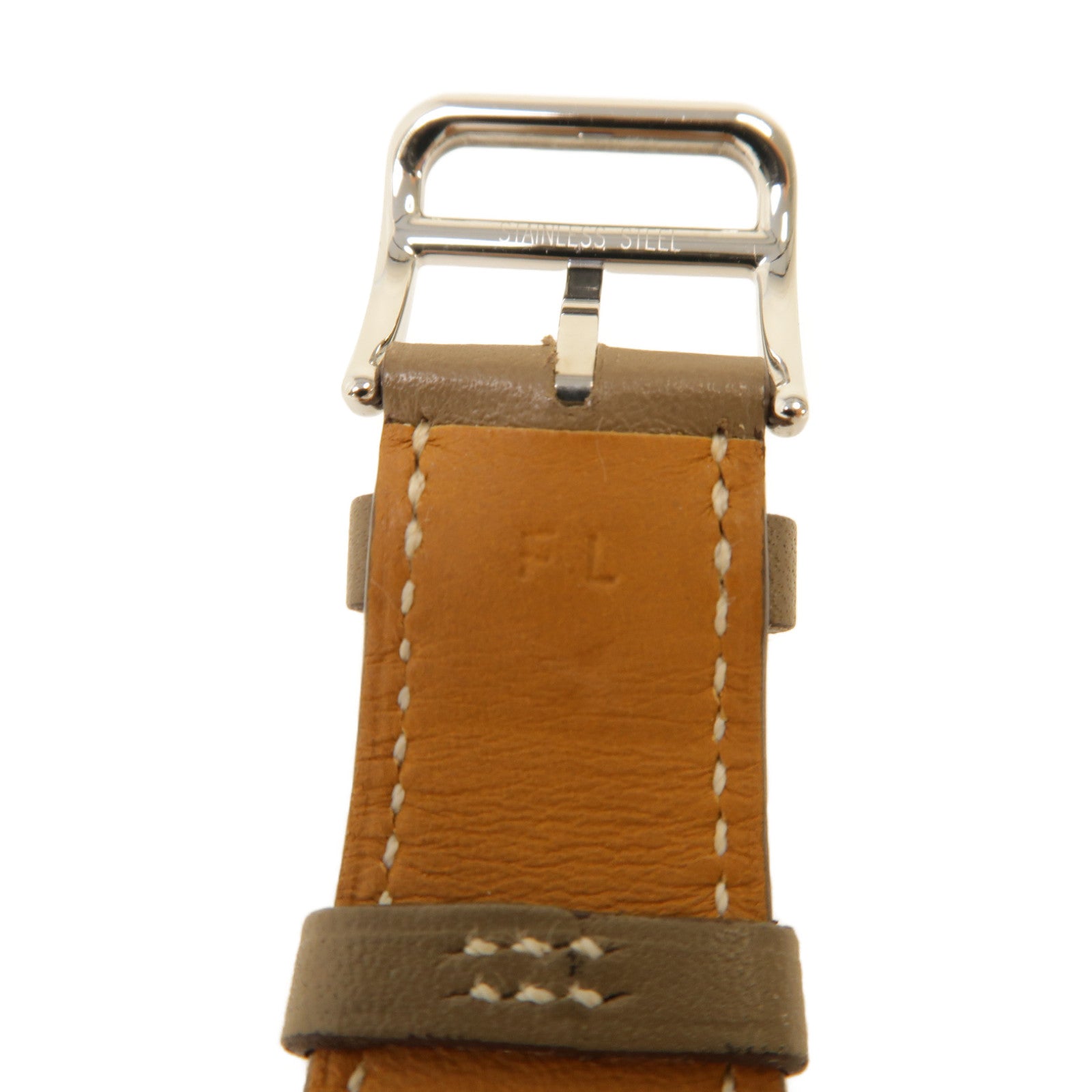HERMES Heure H watch Double Tour 25mm Swift皮革/不鏽鋼手錶石英機芯白色