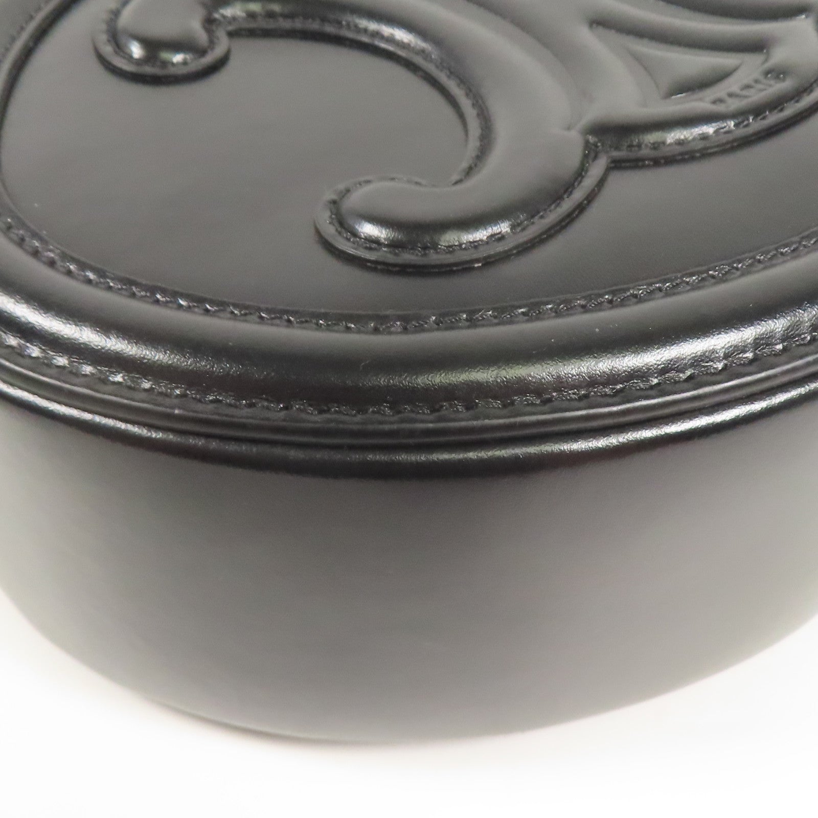CELINE GHW Oval Bag Shoulder Bag Calfskin Leather Black