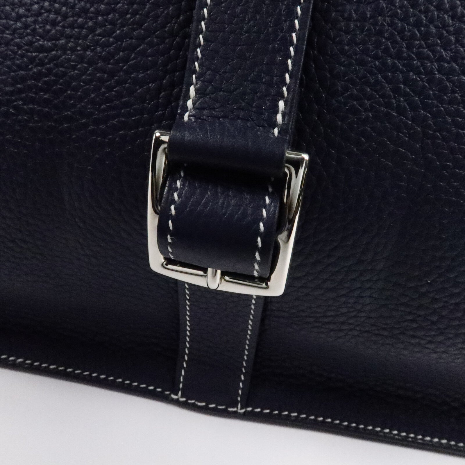 HERMES Clemence/Swift皮革Halzan 31手挽肩背兩用袋Bleu Nuit/Noir